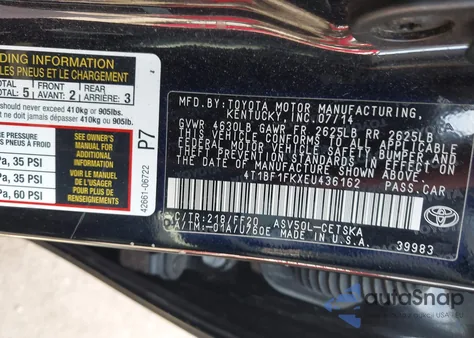 2014 Toyota Camry Se from USA, damaged, VIN 4T1BF1FKXEU436162